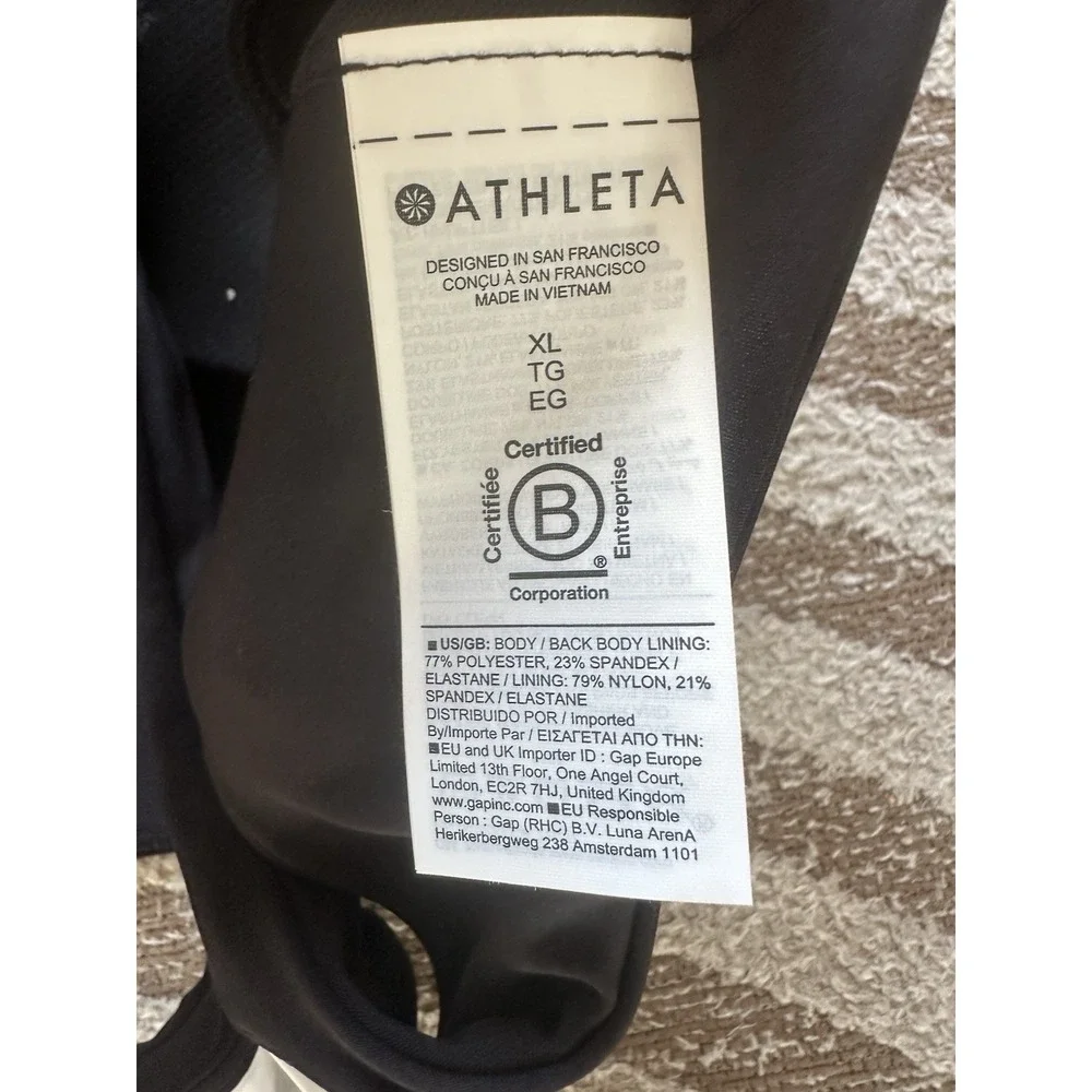 Athleta‎ Black Sports Bra NWT XL Interval Colorblock Medium Impact Racerback